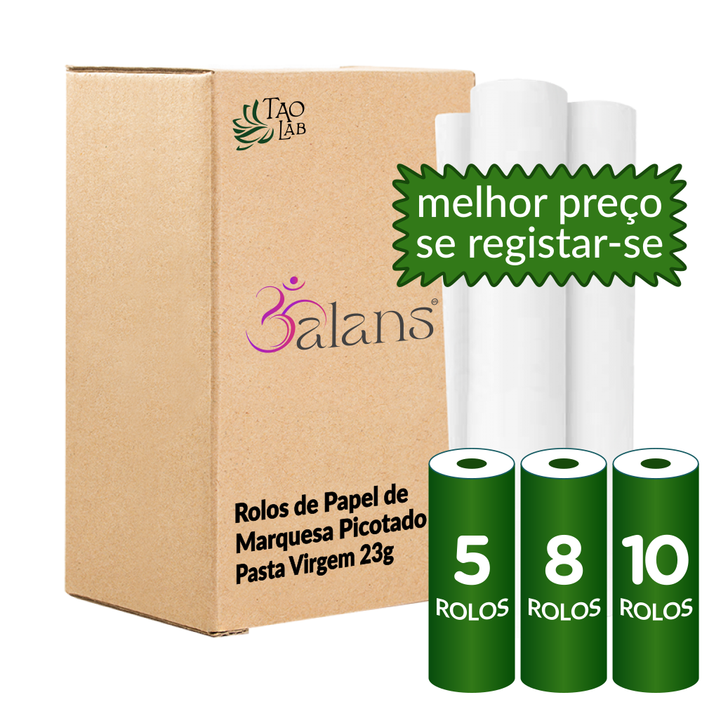 Rolos de Papel Marquesa Picotado - Pasta Virgem 23g (50/60cm)x(100/200m)