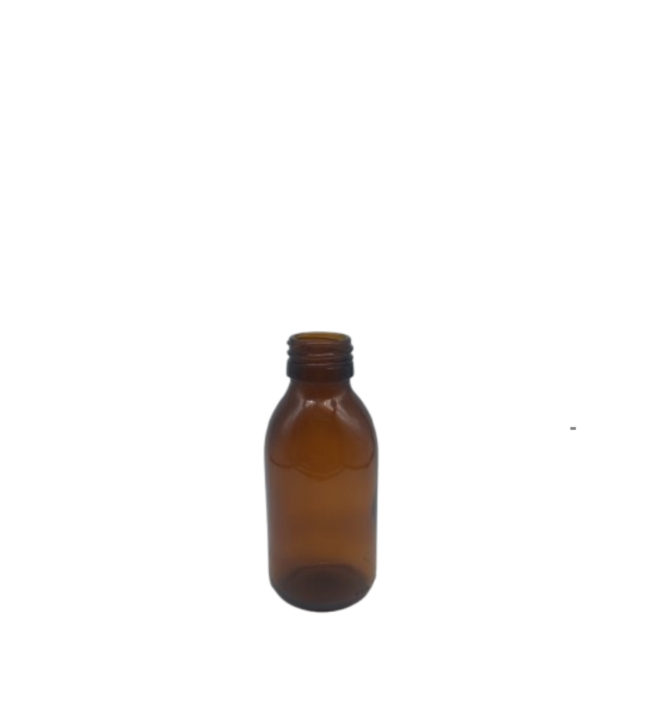 Frasco de 125ml vidro âmbar com tampa PP inviolável