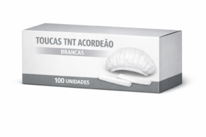 Caixa Toucas brancas TNT acordeão c/ajuste elástico 100un.